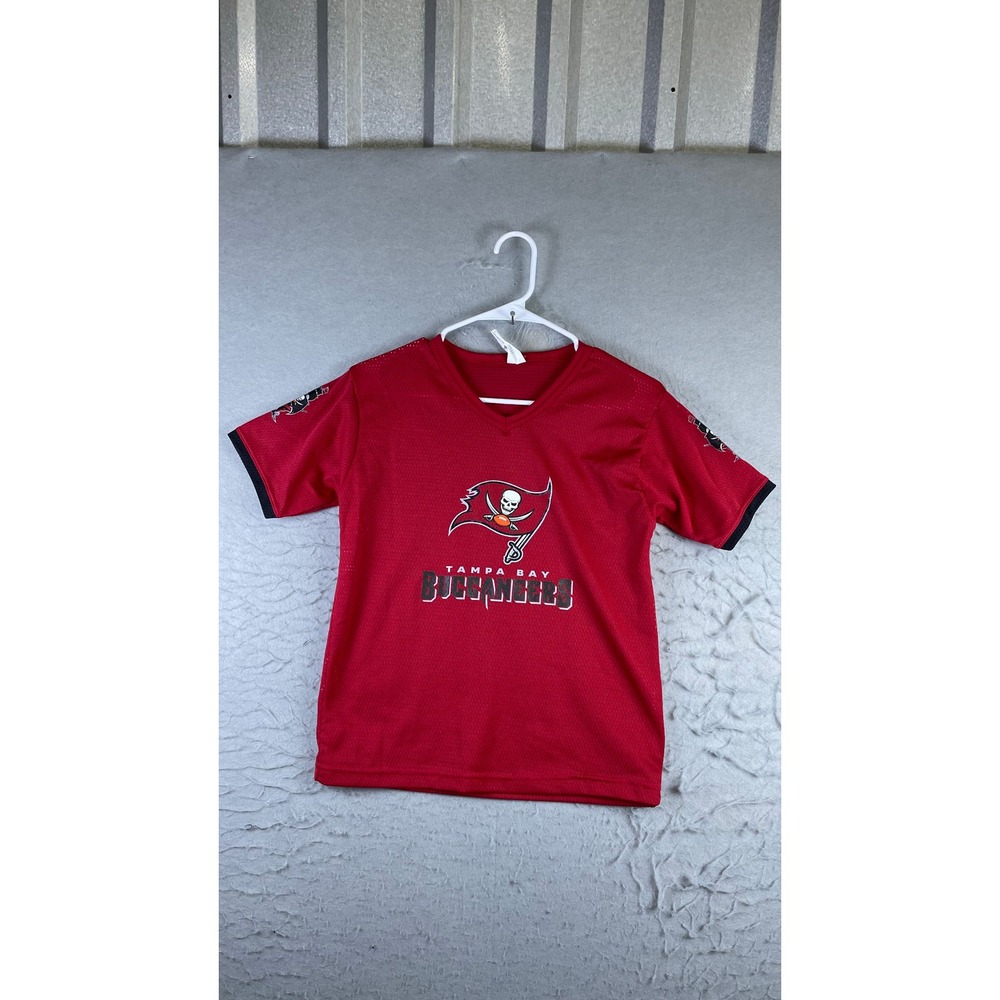 Franklin Tampa Bay Buccaneers Jersey Mens M Red Excellent Mesh V-Neck Logo
